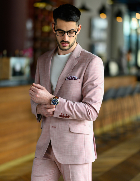 Rózsaszín slim fit sportzakó férfi