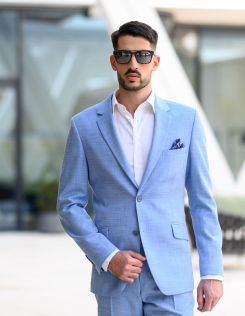 Világoskék férfi slim fit sportzakó