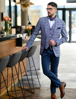 Kockás férfi sportzakó slim fit