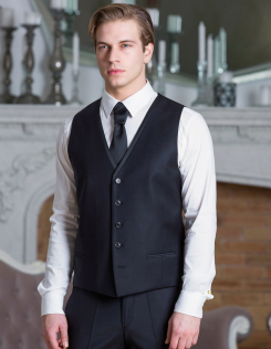 Fekete szövet férfi esküvői mellény szett
