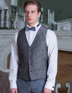 Szürke férfi szövet mellény szett