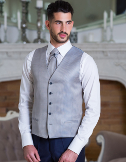 Ezüst-kék esküvői mellény szett