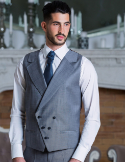 Szürke duplasoros férfi szövet mellény