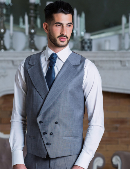 Szürke duplasoros férfi szövet mellény