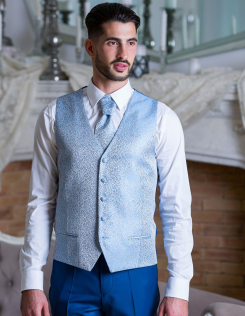 Világoskék díszmellény szett vőlegény mellény