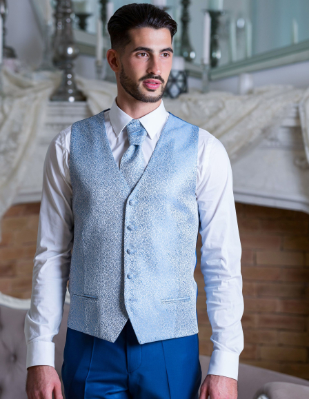 Világoskék díszmellény szett vőlegény mellény