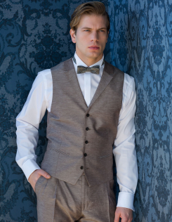 Vintage mogyoró barna férfi esküvő mellény