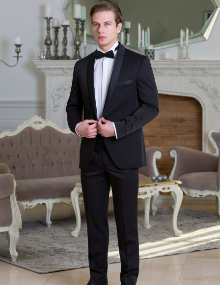 Fekete férfi szmoking mintás szaténnal