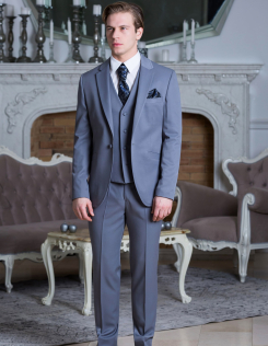 Világosszürke sötétkék mintás nyakkendővel