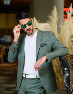 Zöld slim fit sportzakó férfi